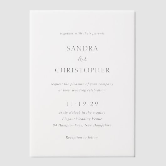Invitations En Vélin Élégant noir et blanc Simple Mariage moderne (Recto)