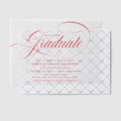 Invitations En Vélin Élégant Red Script Graduation Party (Décalage (Invitation))