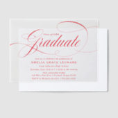 Invitations En Vélin Élégant Red Script Graduation Party (Compenser)