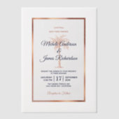 Invitations En Vélin Elégant Rose de la Marine Tropical Gold Palm Tree (Recto)