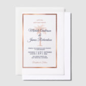 Invitations En Vélin Elégant Rose de la Marine Tropical Gold Palm Tree (Compenser)
