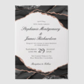 Invitations En Vélin Élégant Rose Mariage d'agate d'huile or (Recto)