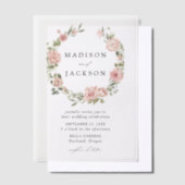 Invitations En Vélin Élégant Roses de Blush et Mariage de Wreath vert (Compenser)
