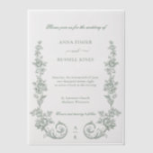 Invitations En Vélin Elegant Sage Baroque Roses Wedding (Recto)