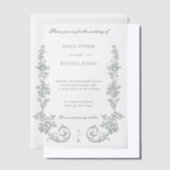 Invitations En Vélin Elegant Sage Baroque Roses Wedding (Compenser)