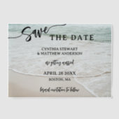 Invitations En Vélin Élégant Script Beach Enregistrer la date (Recto)