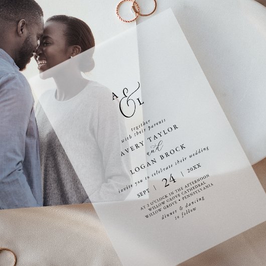 Invitations En Vélin Élégant Script Boho Simple Monogramme Mariage mode