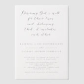 Invitations En Vélin Élégant script chrétien Mariage noir et blanc (Recto)