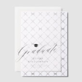 Invitations En Vélin Élégant script diplômé noir et blanc (Décalage (Invitation))