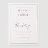 Invitations En Vélin Elegant Script Faux Gold Border Wedding (Recto)