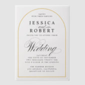 Invitations En Vélin Elégant Script Gold Bordure Mariage Arch (Recto)
