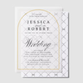 Invitations En Vélin Elégant Script Gold Bordure Mariage Arch (Décalage (Invitation))
