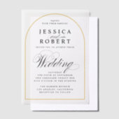 Invitations En Vélin Elégant Script Gold Bordure Mariage Arch (Compenser)