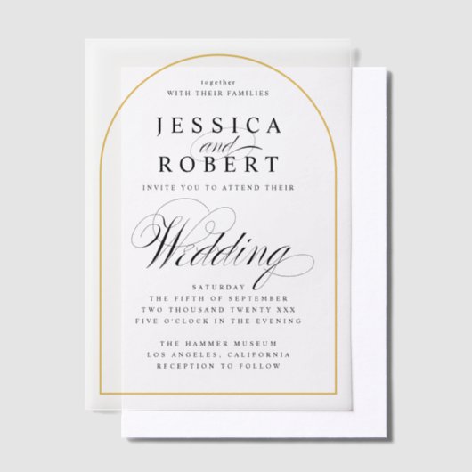Invitations En Vélin Elégant Script Gold Bordure Mariage Arch (Compenser)