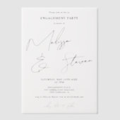 Invitations En Vélin Élégant script moderne Fiançailles noir blanc (Recto)