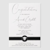 Invitations En Vélin Élégant script noir Soirée de graduation élégante (Recto)