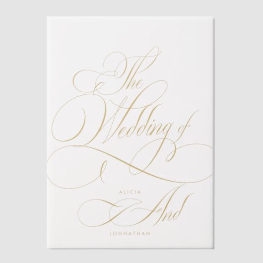Invitations En Vélin Élégant script or calligraphie mariage superpositi (Recto)