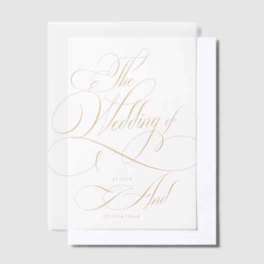 Invitations En Vélin Élégant script or calligraphie mariage superpositi (Compenser)