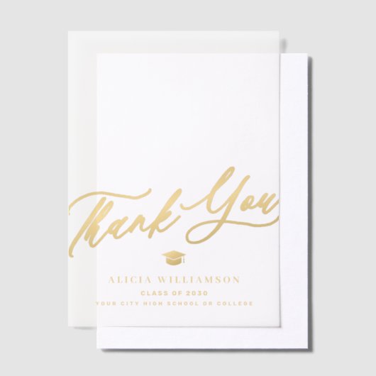 Invitations En Vélin Élégant script or graduation merci superposition (Compenser)