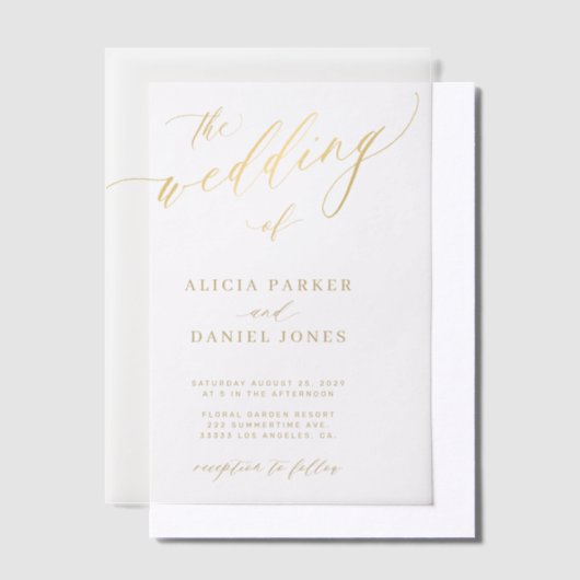 Invitations En Vélin Élégant script or simple mariage moderne (Compenser)