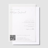 Invitations En Vélin Élégant Script QR Code Moderne Mariage chic (Compenser)