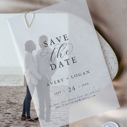 Invitations En Vélin Élégant Script Simple moderne mariage Enregistrer