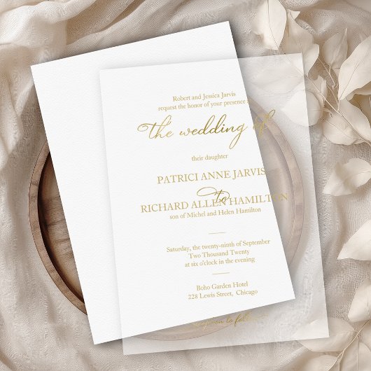 Invitations En Vélin Élégant Simple Mariage Classique Écriture Manuscri