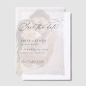 Invitations En Vélin Elégant Superposition Photo Mariage Enregistrer La (Compenser)