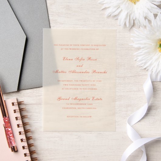 Invitations En Vélin Elegant Terracotta Modern Classic Wedding (Mariage)