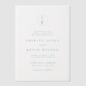 Invitations En Vélin Elégant Turquoise Turquoise Aquarelle Mariage Mono (Recto)