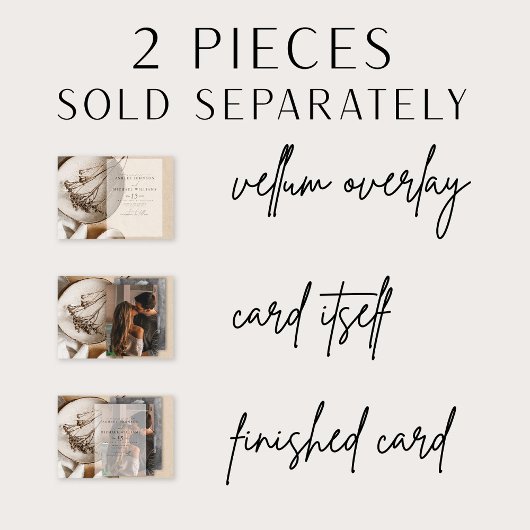 Invitations En Vélin Élégant Vellum Revêtement Mariage de script modern