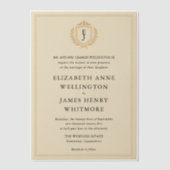 Invitations En Vélin Elégant vieil argent Crest - ivoire et Mariage or (Recto)