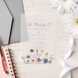 Invitations En Vélin Elegant Watercolor Wildflower Spring Wedding