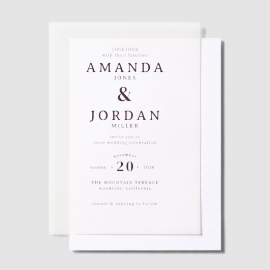 Invitations En Vélin Elegant White Typographic (Compenser)