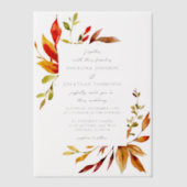 Invitations En Vélin Elégante aquarelle automne feuilles Mariage (Recto)