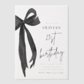 Invitations En Vélin Elégante aquarelle Black Bow 21e fête d'anniversai (Recto)