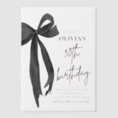 Invitations En Vélin Elégante aquarelle Black Bow 30e fête d'anniversai (Recto)