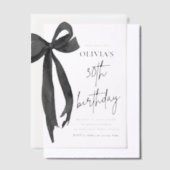Invitations En Vélin Elégante aquarelle Black Bow 30e fête d'anniversai (Compenser)