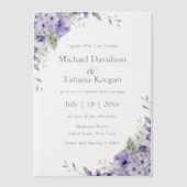 Invitations En Vélin élégante aquarelle violet mariage (Recto)