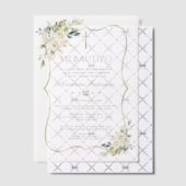 Invitations En Vélin Elegante Bautizo Con Blanca Flores Gold Baptism (Décalage (Invitation))