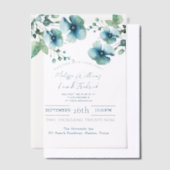 Invitations En Vélin Élégante botanique verdure mariage floral bleu (Compenser)