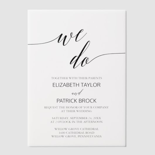 Invitations En Vélin Élégante Calligraphie Classique Unique Nous faison (Recto)