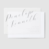Invitations En Vélin Élégante calligraphie de script Mariage blanc élég (Compenser)