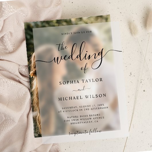 Invitations En Vélin Élégante calligraphie moderne Mariage noir