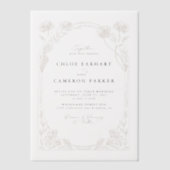 Invitations En Vélin Élégante calligraphie Rose Orchard Jardin Mariage (Recto)