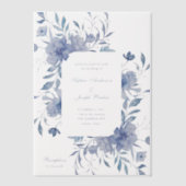 Invitations En Vélin Elégante Dusty Blue Chinoiserie Floral Mariage (Recto)