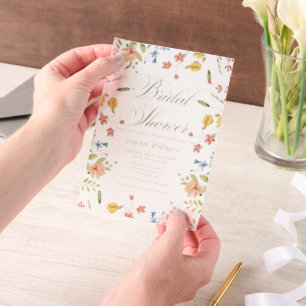 Invitations En Vélin Elégante Fête des mariées de jardin Fleur sauvage