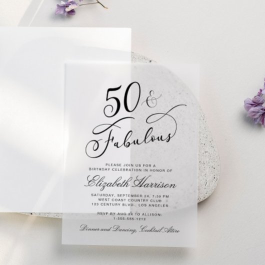 Invitations En Vélin Élégante fête du 50e anniversaire