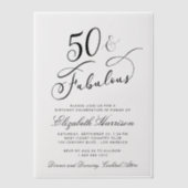 Invitations En Vélin Élégante fête du 50e anniversaire (Recto)