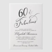 Invitations En Vélin Élégante fête du 60e anniversaire (Recto)